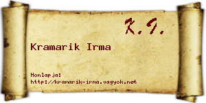 Kramarik Irma névjegykártya